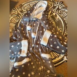 Night Fox Starry Gray Pajama Robe Small